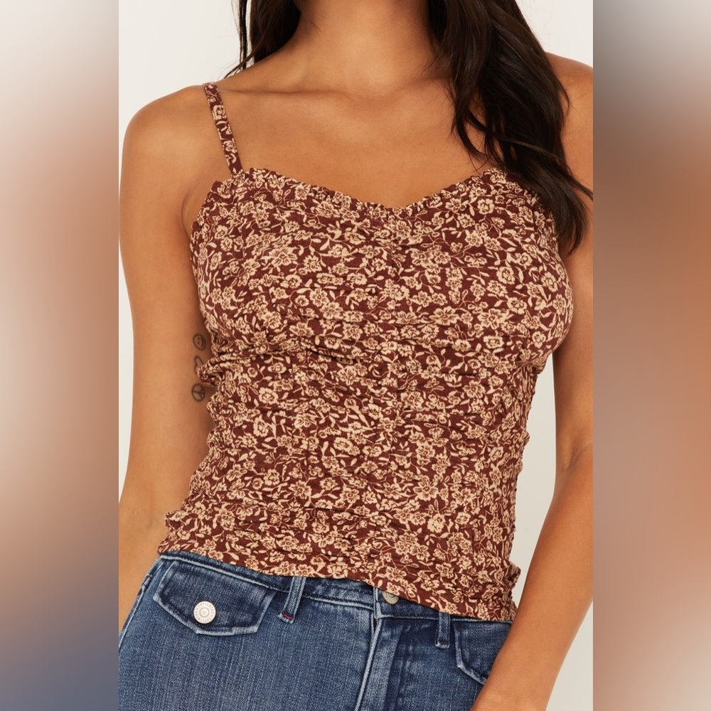 Ruched Adjustable Strap Smocked Tank Top, Size M, NWT, Country Western
